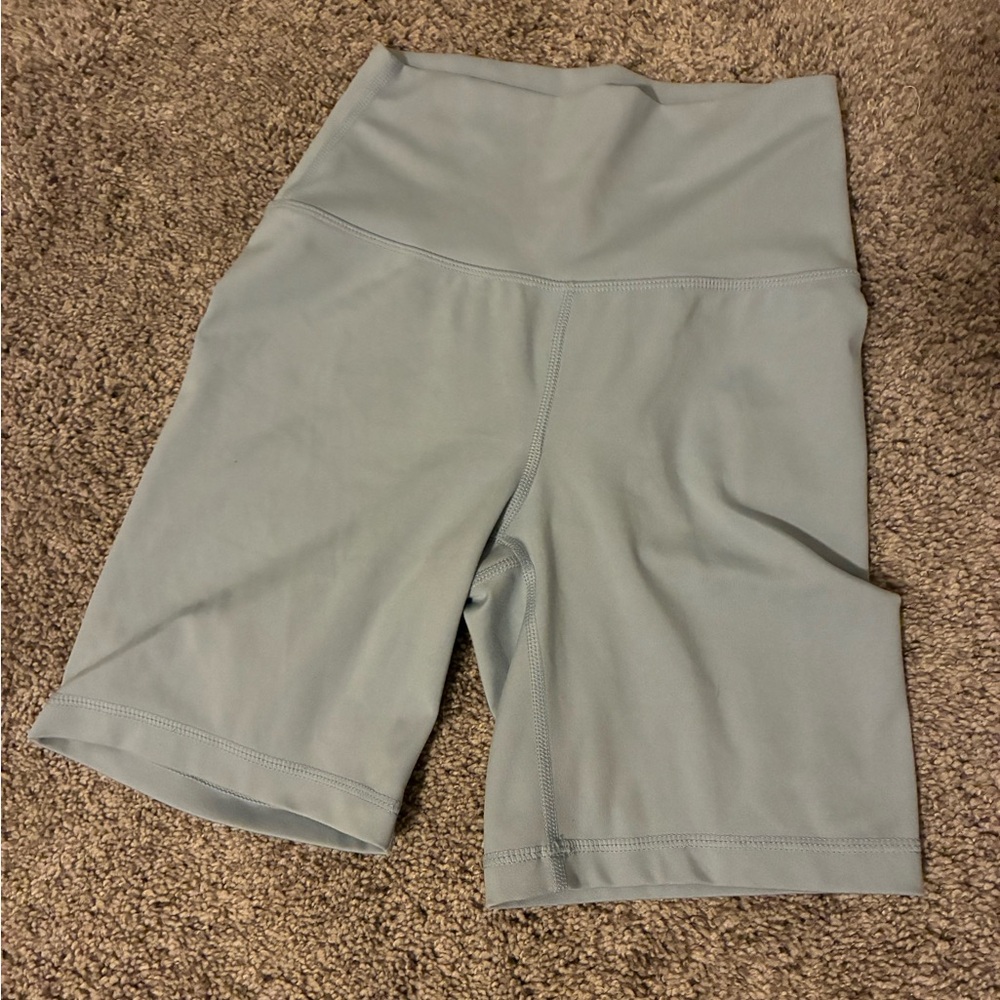 Women's High-Waisted Light Blue Biker Shorts